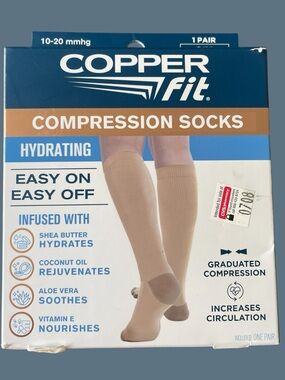 Copper fit compression socks, size S/M, 10-20 mmhg, never worn